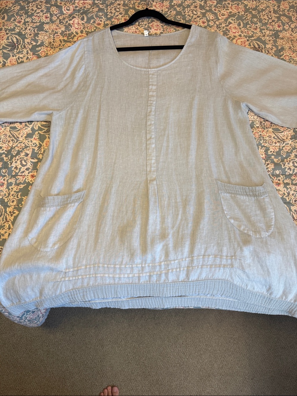 Women's Light Gray Linen Dress/Cover Up/2X - Picture 3 of 9